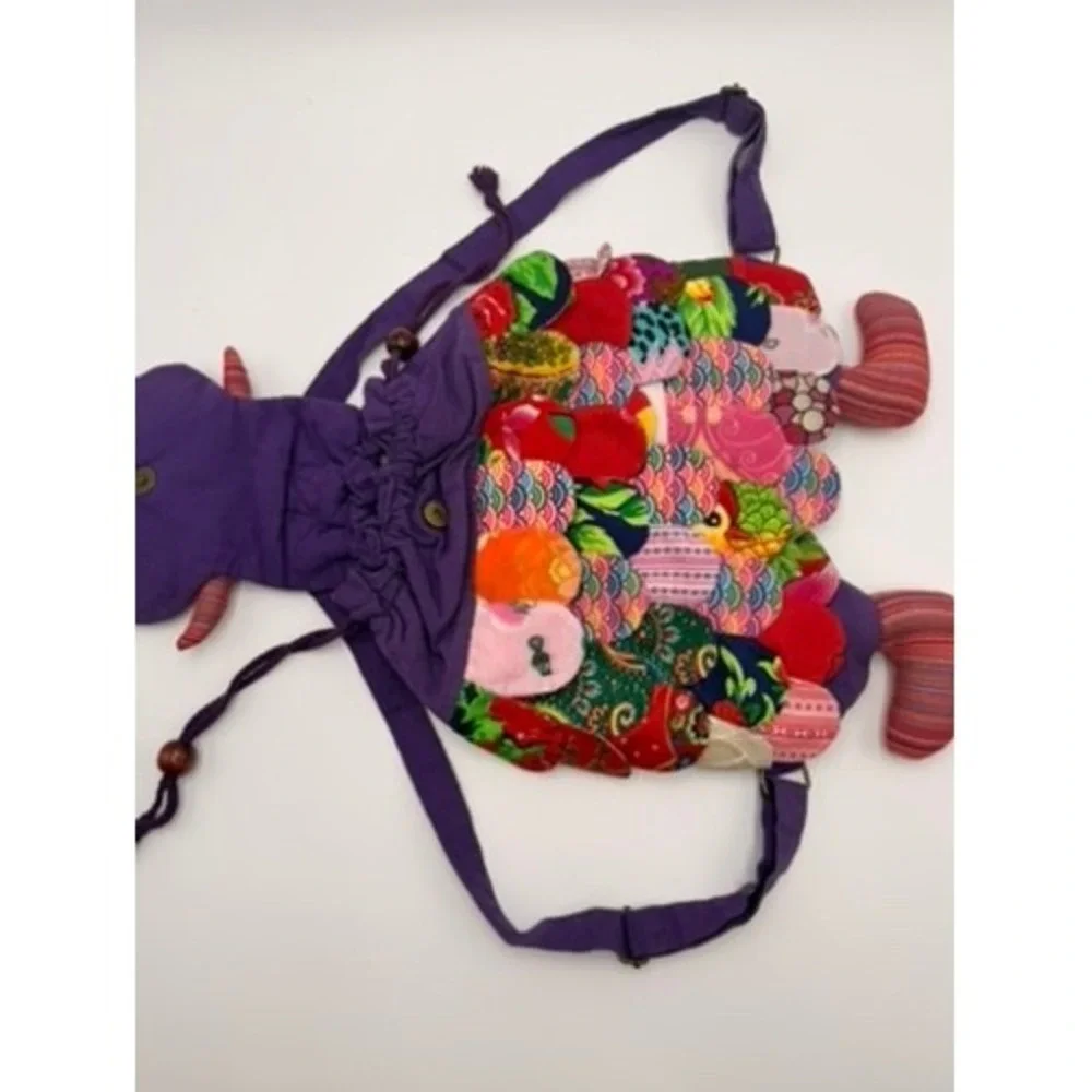 Unbranded Owl Patchwork Backpack Women Small Purple Multicolor Good Boho Novelty
